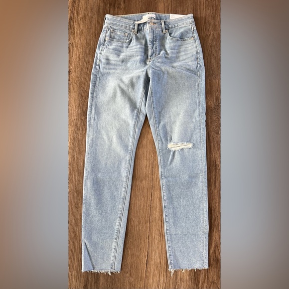 LOFT Denim - LOFT Curvy Frayed Mid Rise Skinny Jeans Authentic Light Indigo Wash Size 27/4